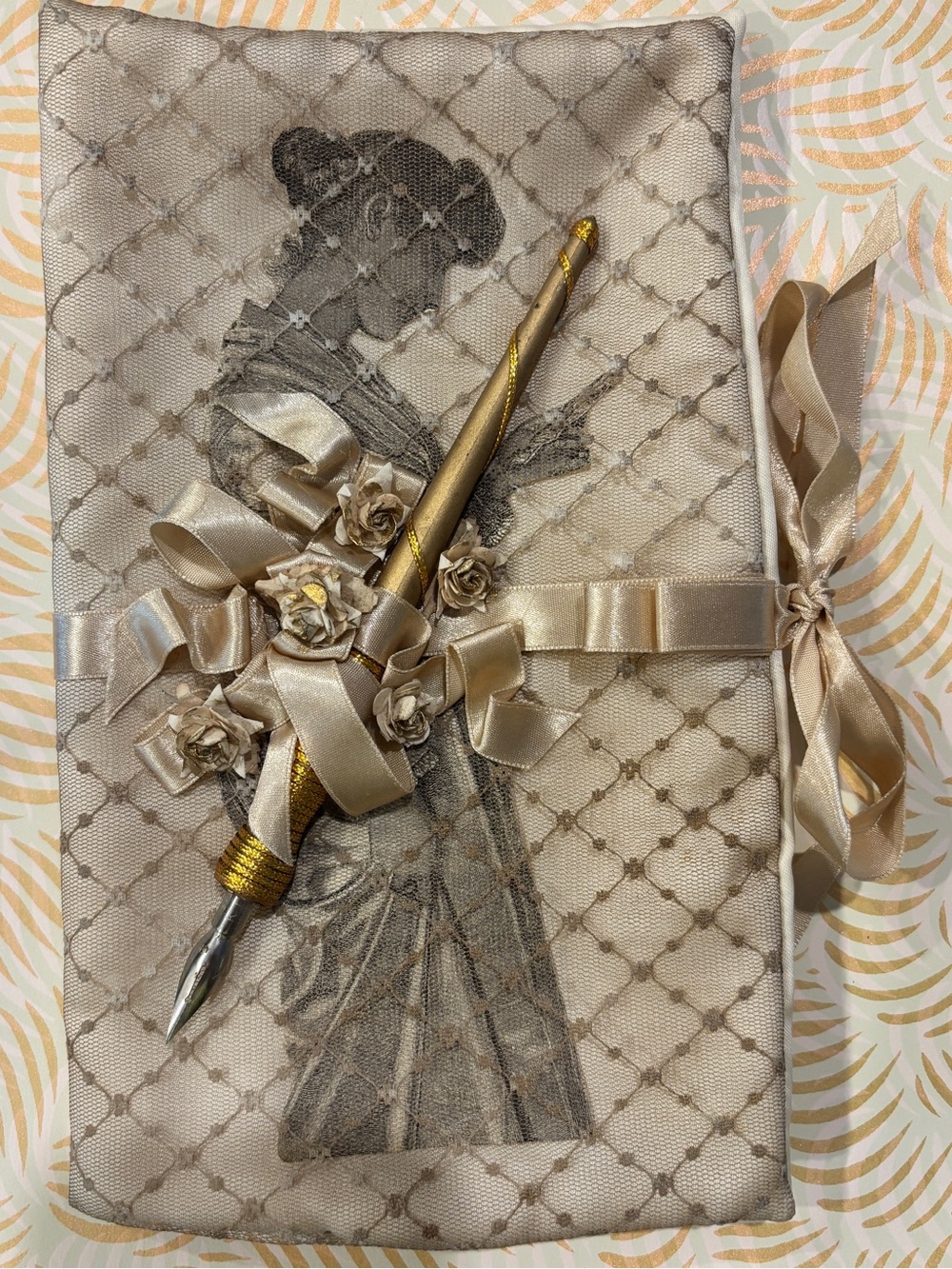 ⚜️ Handmade Champagne Silk & Lace Journal Cover ⚜️